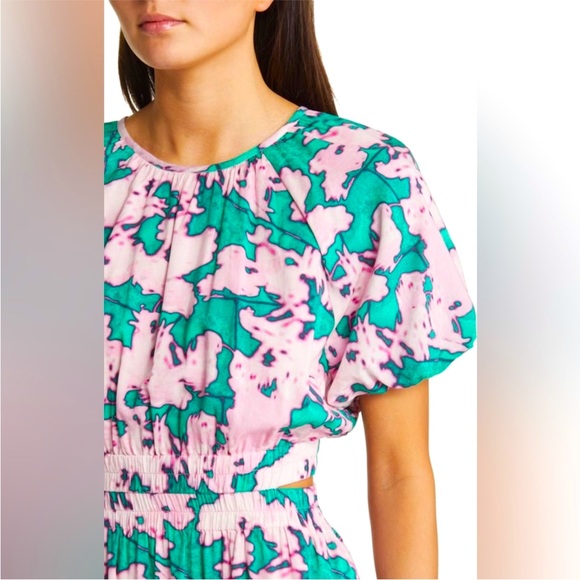 NWOT Chelsea28 Dress Puff Sleeve Side Cut-Out Organic Cotton Blend - Picture 5 of 14